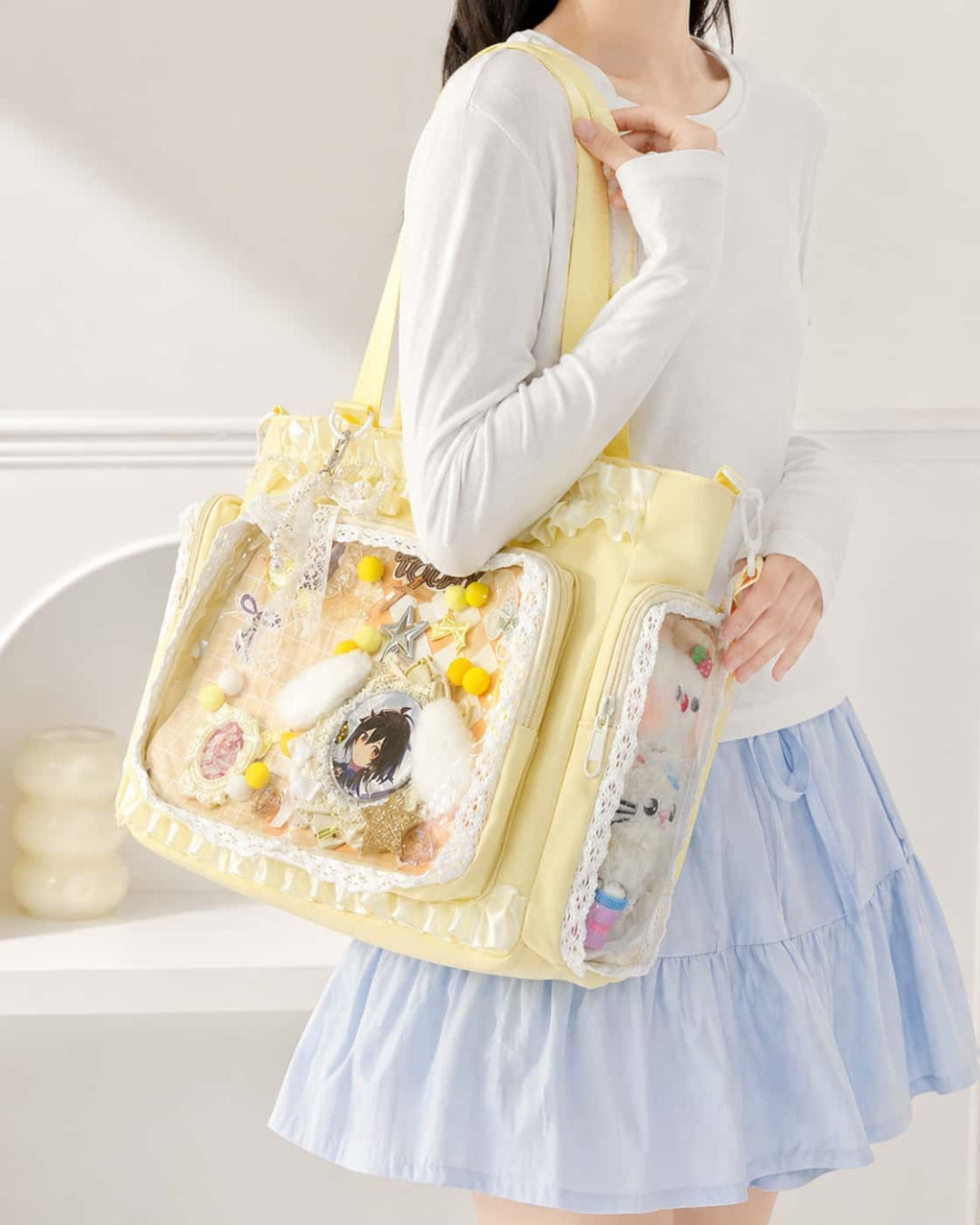 Itamoon Ita Bag – Cute Kawaii Frill Lace Clear Window Tote Bag