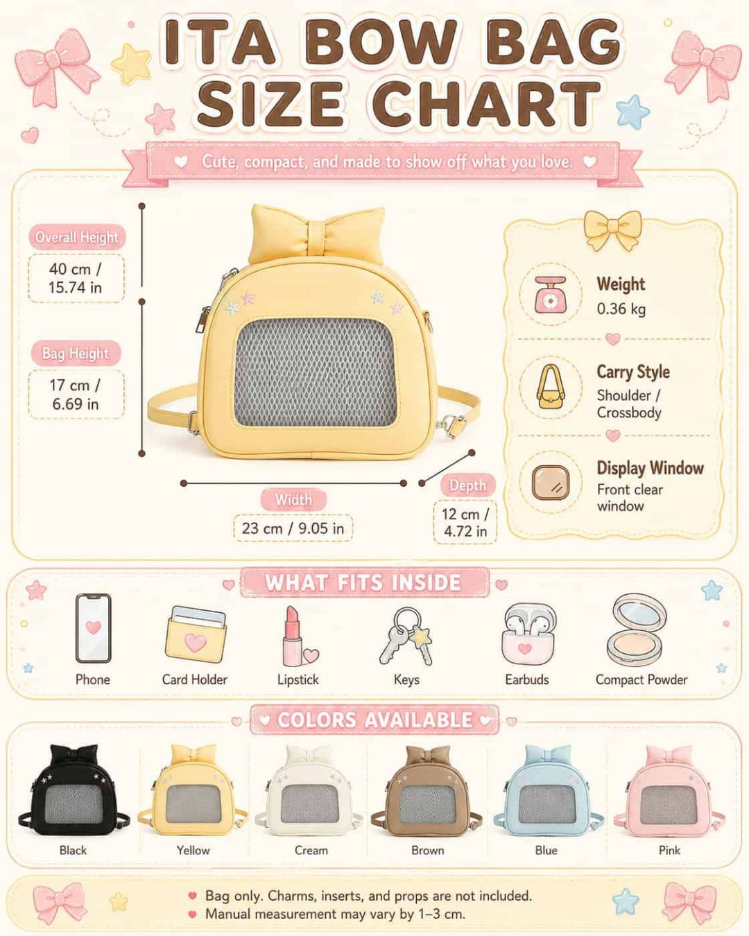 Itamoon Ita Bag – Cute Kawaii Bow Clear Window Shoulder Bag
