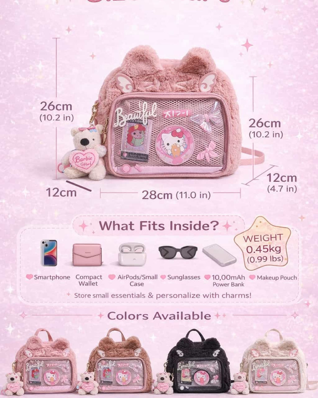 Itamoon Cat Ear Plush Kawaii Ita Bag