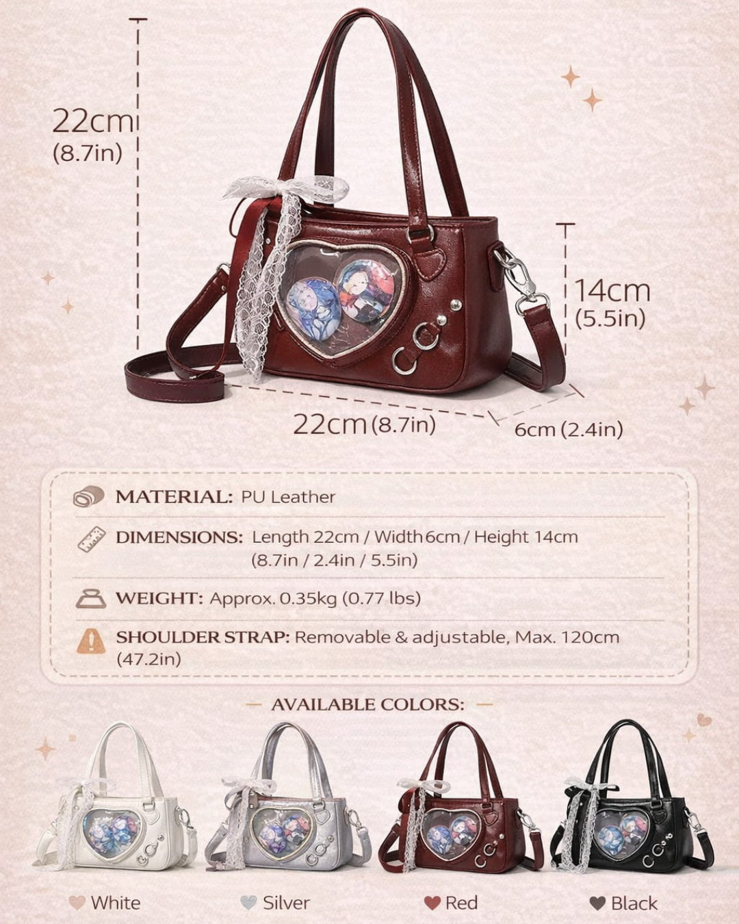Itamoon Kawaii Heart Ita Bag