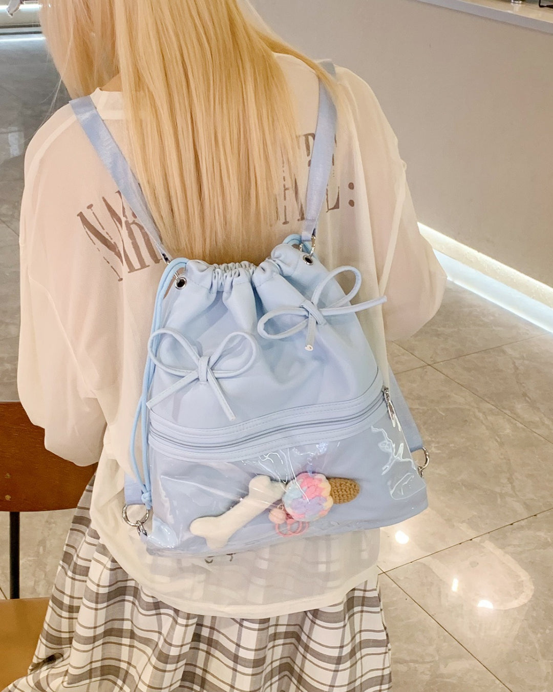 Itamoon Ita Bag – Cute Kawaii Clear Window Drawstring Backpack