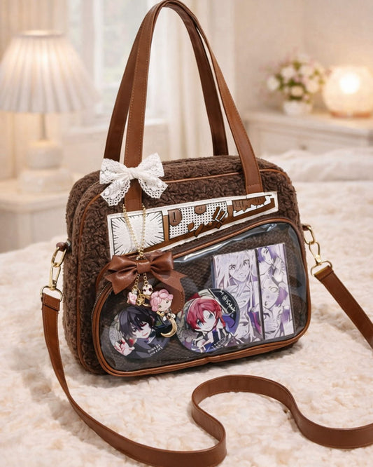 Itamoon Cute Fuzzy Ita Bag Brown