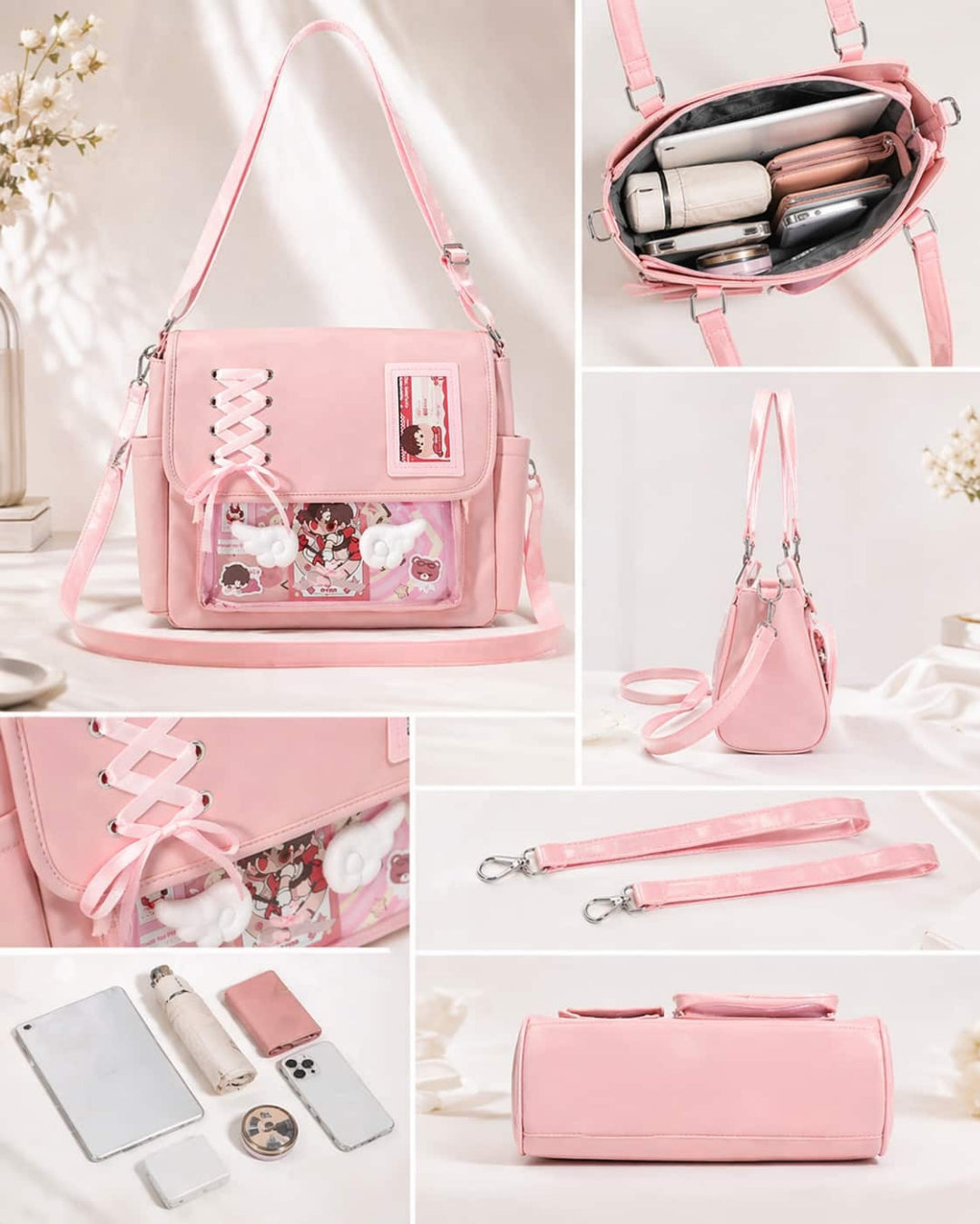 Itamoon Lace-Up Kawaii Ita Bag – Cute Clear Window Shoulder Bag
