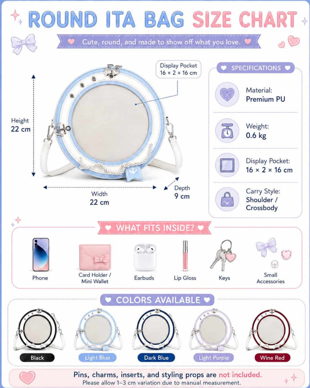 Itamoon Ita Bag – Cute Kawaii Round Sailor Clear Window Bag