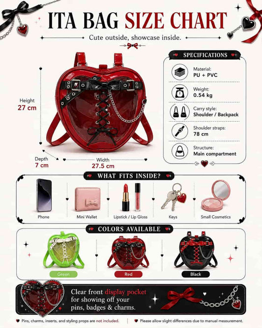Itamoon Ita Bag – Cute Kawaii Heart Corset Clear Window Bag