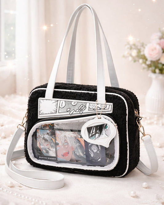 Itamoon Cute Fuzzy Ita Bag Black