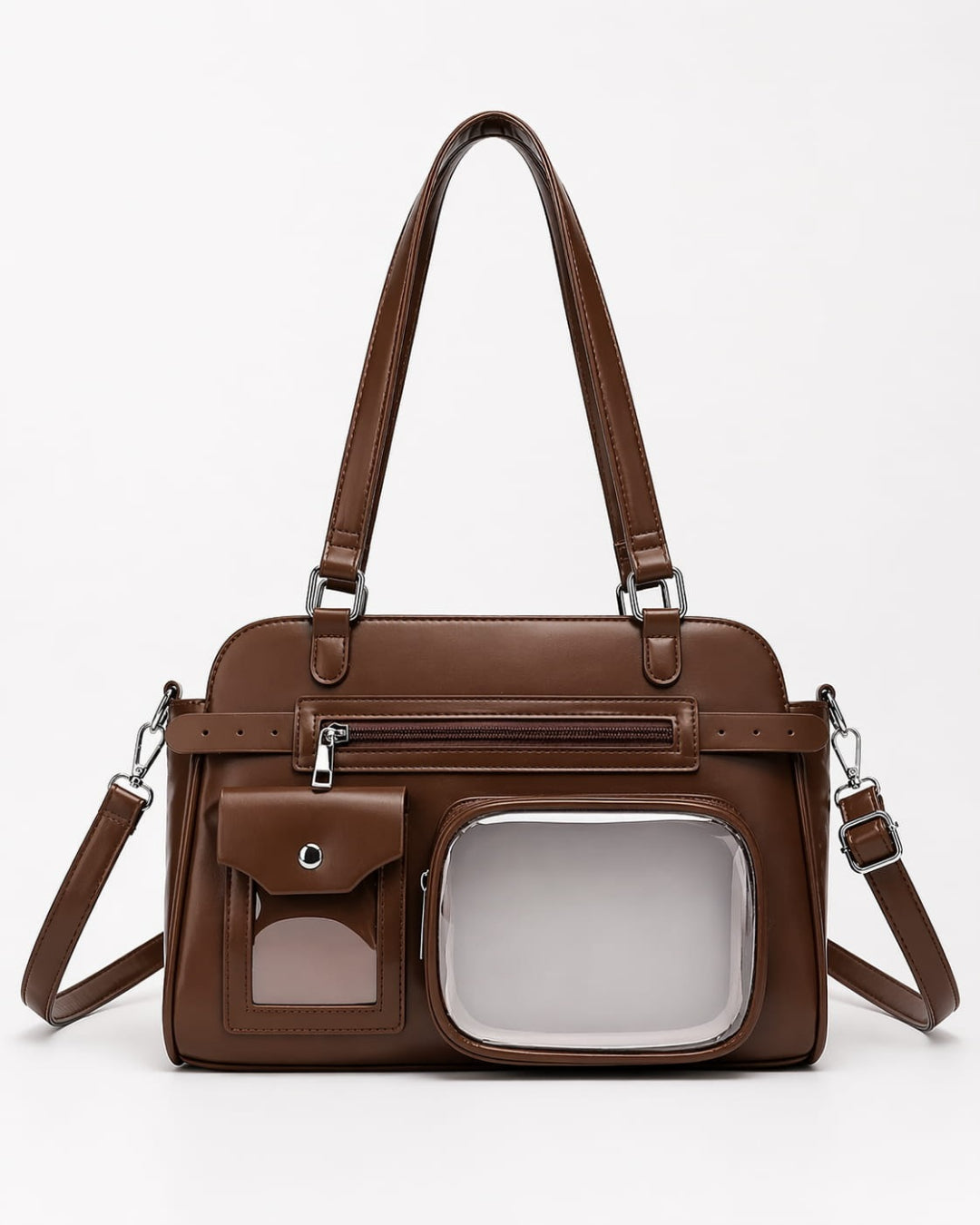 Itamoon Vintage Glossy Ita Bag Handbag with Clear Display Pockets