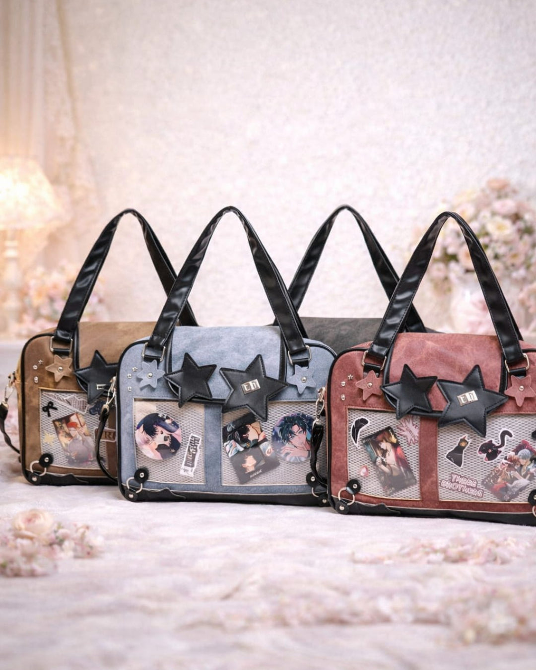 Itamoon Star Detail Ita Bag with Clear Display Pocket Shoulder Bag