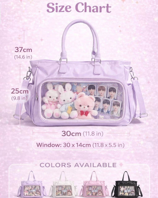 Itamoon Large Kawaii Ita Bag Tote with Clear Display Window