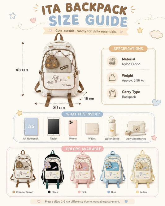 Itamoon Backpack – Cute Kawaii Mushroom Mesh Pocket School Bag