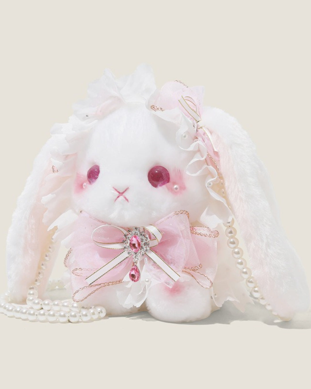 Itamoon Lolita Plush Pink Pearl Chain Bunny Bag