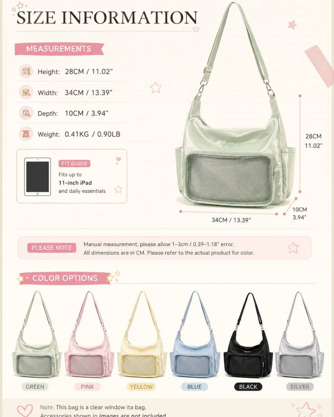 Itamoon Ita Bag – Cute Kawaii Crescent Clear Window Shoulder Bag