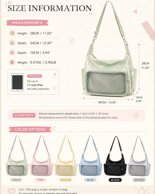 Itamoon Ita Bag – Cute Kawaii Crescent Clear Window Shoulder Bag