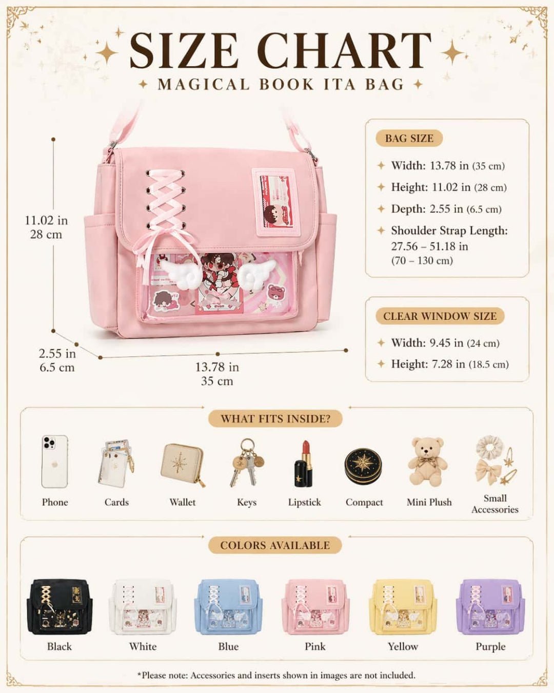 Itamoon Lace-Up Kawaii Ita Bag – Cute Clear Window Shoulder Bag