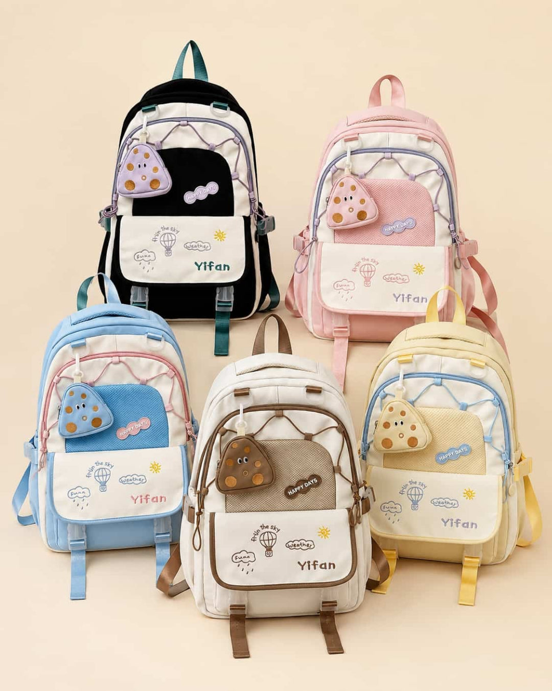 Itamoon Backpack – Cute Kawaii Mushroom Mesh Pocket School Bag