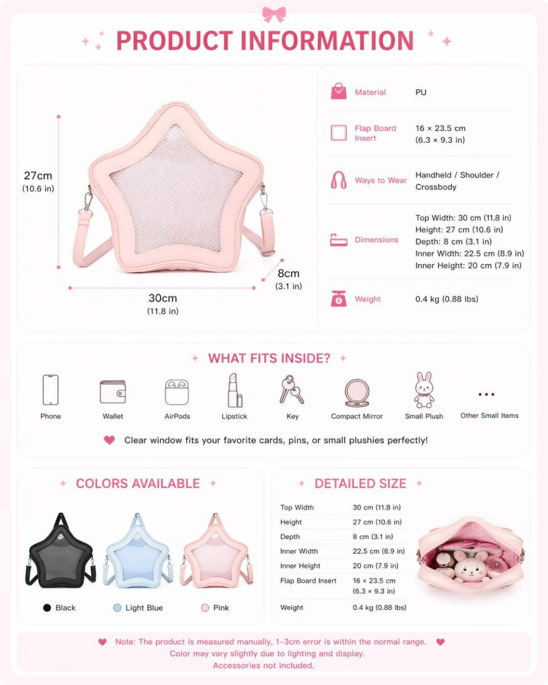 Itamoon Star Kawaii Ita Bag with Display Window