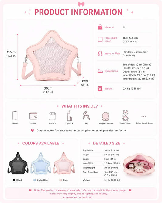 Itamoon Star Kawaii Ita Bag with Display Window