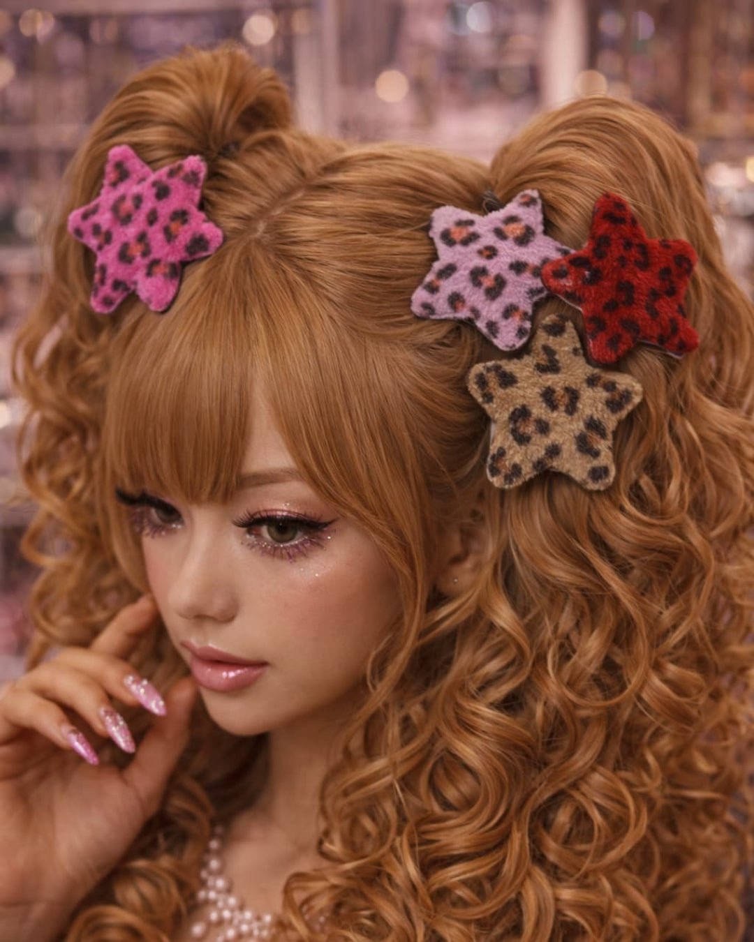 GyaruLab 4PCS Leopard Print Star Hair Clip Set - GyaruLab