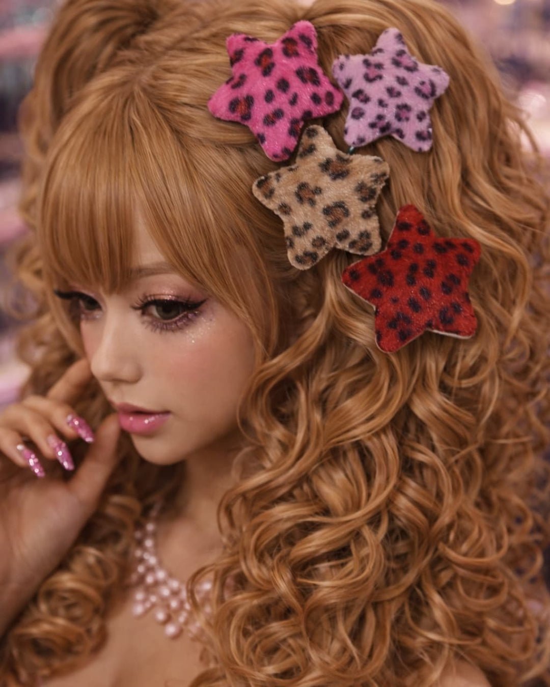 GyaruLab 4PCS Leopard Print Star Hair Clip Set - GyaruLab