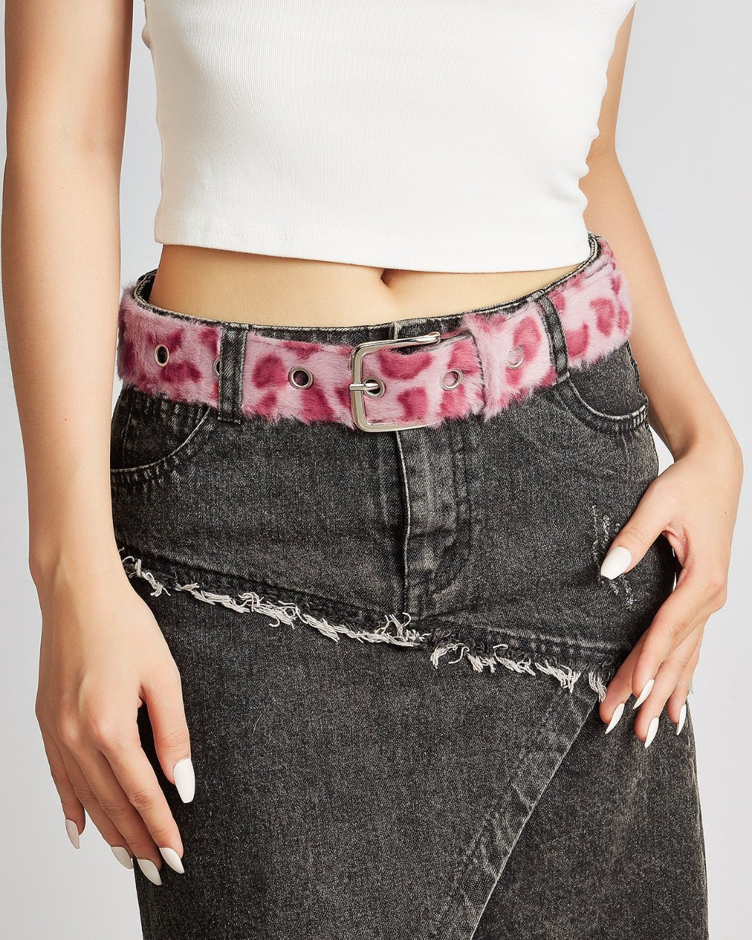 GyaruLab Agejo Fuzzy Leopard Waist Belt - GyaruLab