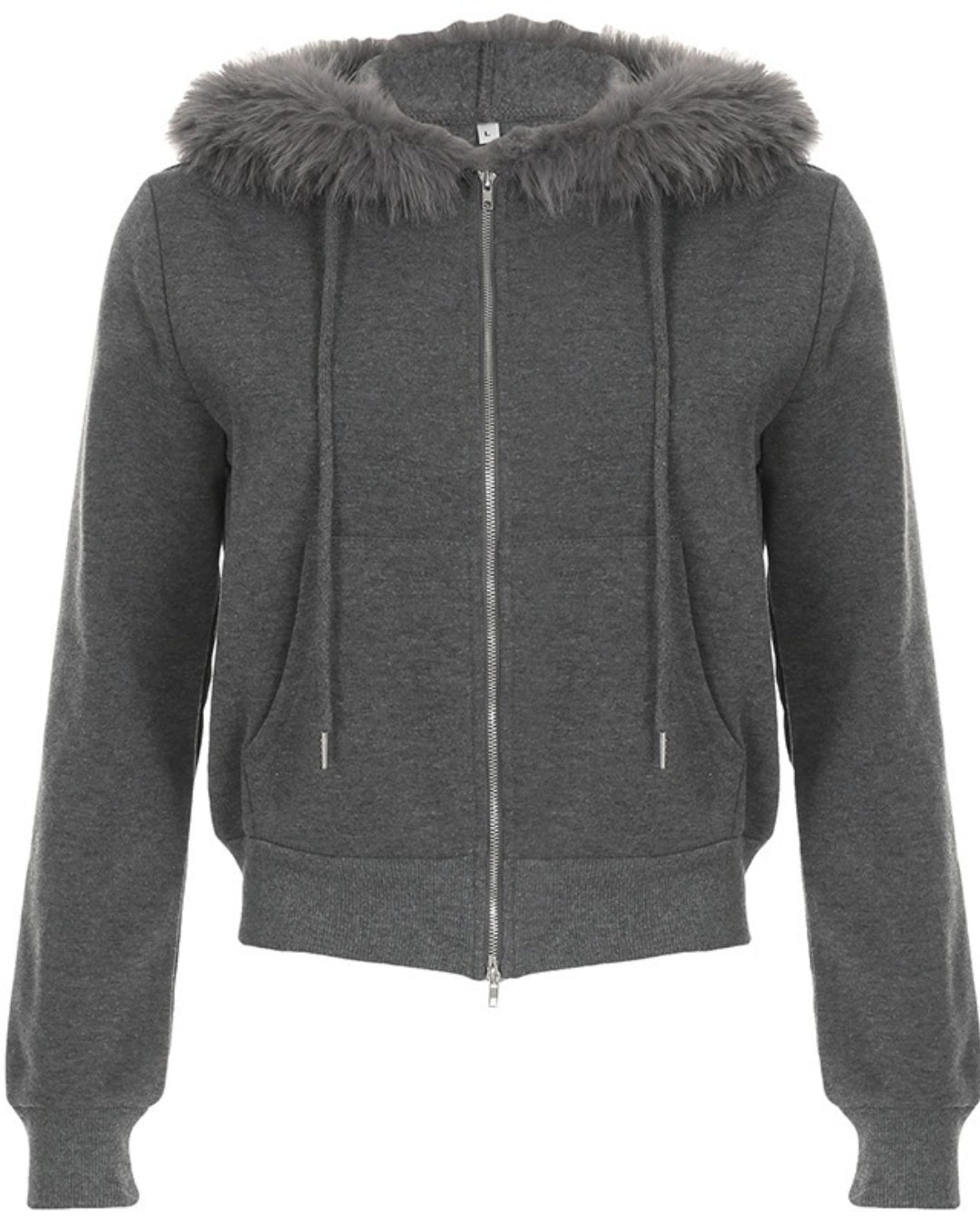 GyaruLab Amekaji Faux Fur Trim Hooded Zip - Up Hoodie - GyaruLab
