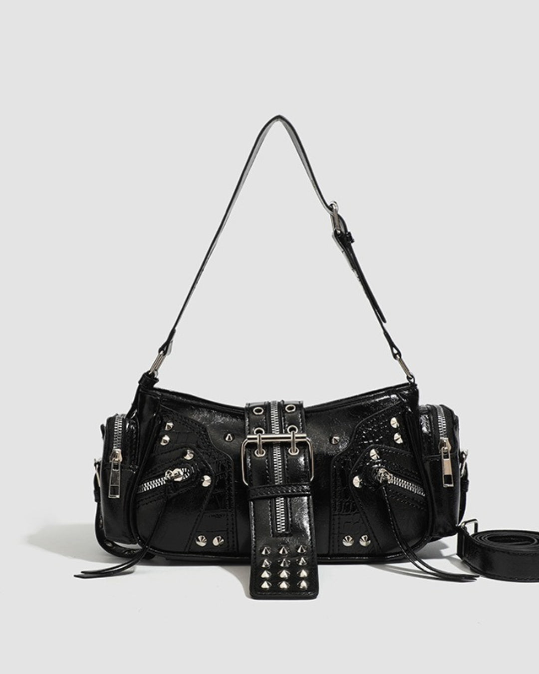 GyaruLab Black Studded Rokku Shoulder Bag - GyaruLab