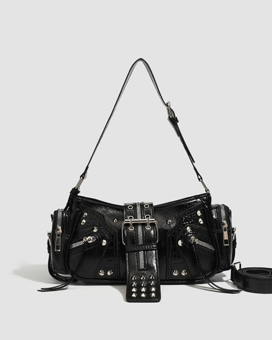 GyaruLab Black Studded Rokku Shoulder Bag - GyaruLab