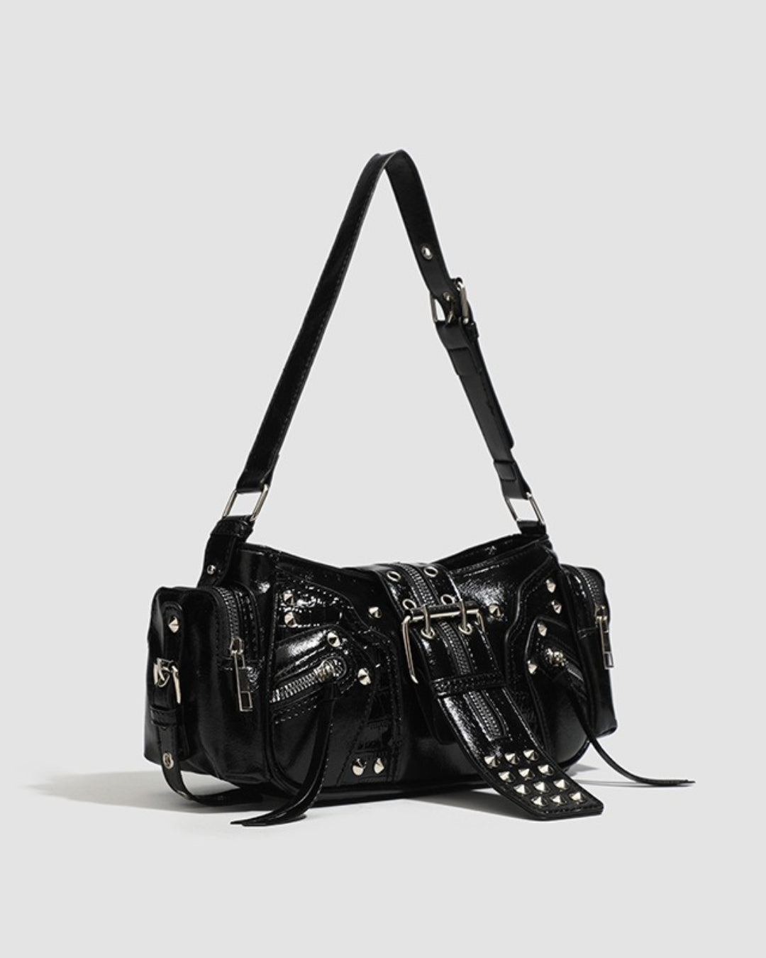 GyaruLab Black Studded Rokku Shoulder Bag - GyaruLab