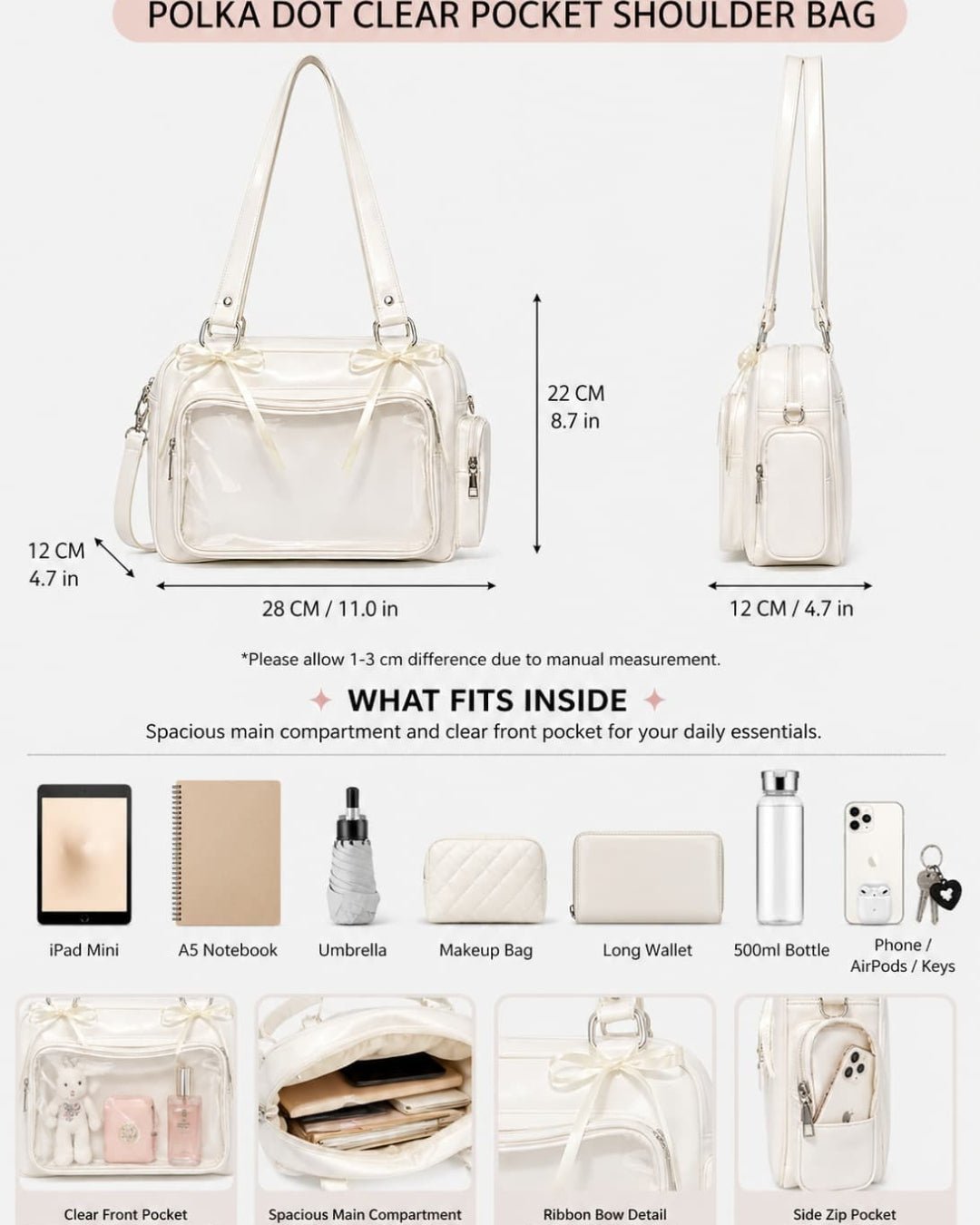 GyaruLab Bow Clear Window Shoulder Bag - GyaruLab