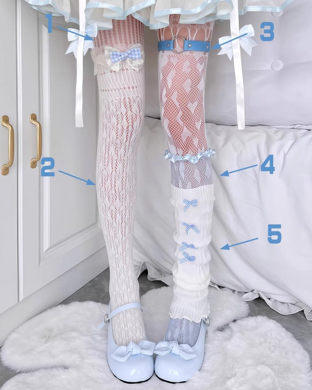 GyaruLab Coquette Layered Starter Set Tights & Leg Warmers (5PCS) – Hime & Kogyaru - GyaruLab