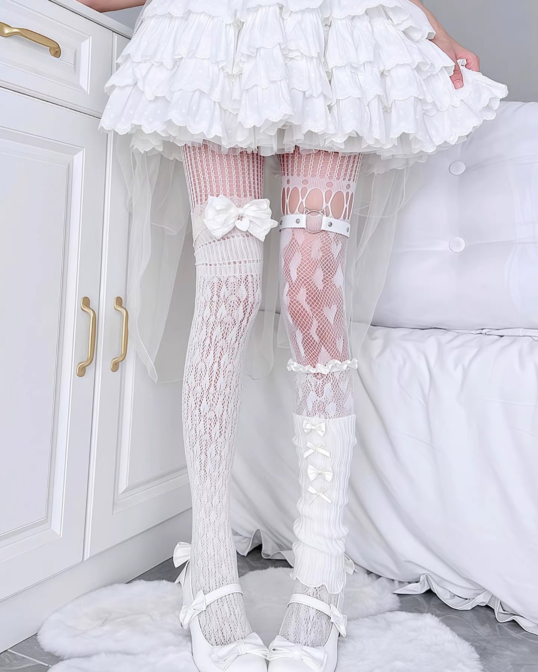 GyaruLab Coquette Layered Starter Set Tights & Leg Warmers (5PCS) – Hime & Kogyaru - GyaruLab