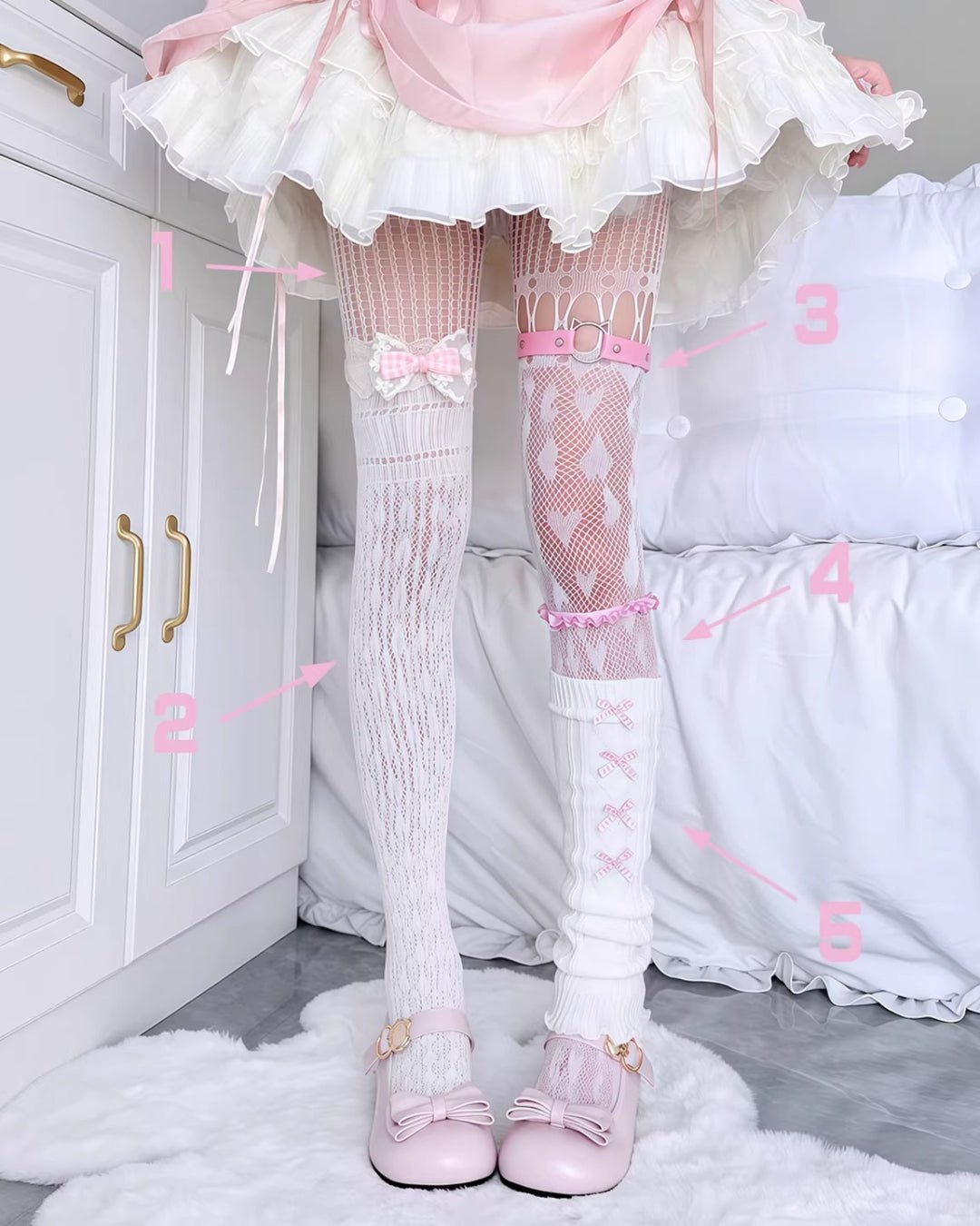 GyaruLab Coquette Layered Starter Set Tights & Leg Warmers (5PCS) – Hime & Kogyaru - GyaruLab