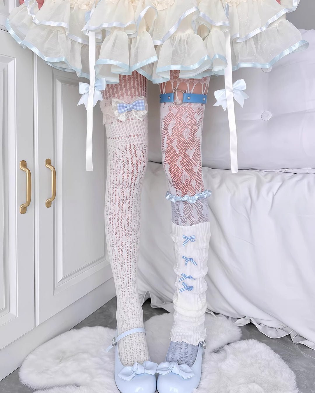 GyaruLab Coquette Layered Starter Set Tights & Leg Warmers (5PCS) – Hime & Kogyaru - GyaruLab