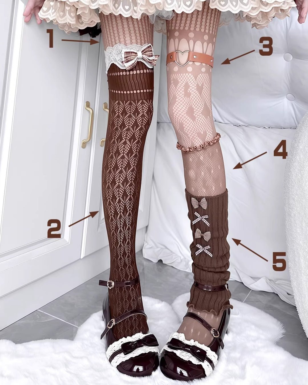 GyaruLab Coquette Layered Starter Set Tights & Leg Warmers (5PCS) – Hime & Kogyaru - GyaruLab