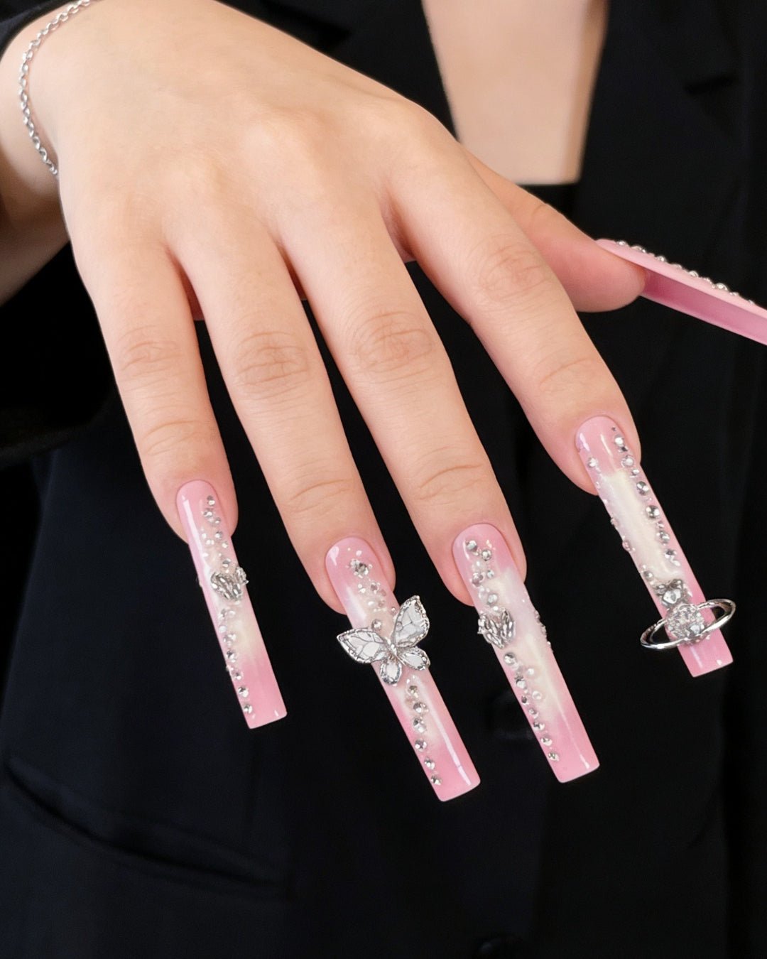 GyaruLab "Cosmic Butterfly" Orb & Crystal Nails - GyaruLab