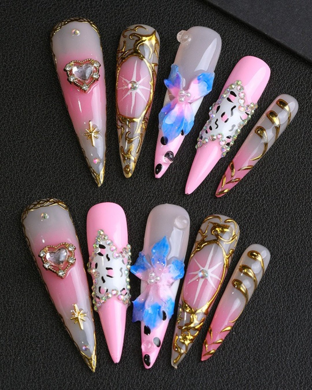 GyaruLab "Cosmic Candy" Leopard Chrome Nails - GyaruLab