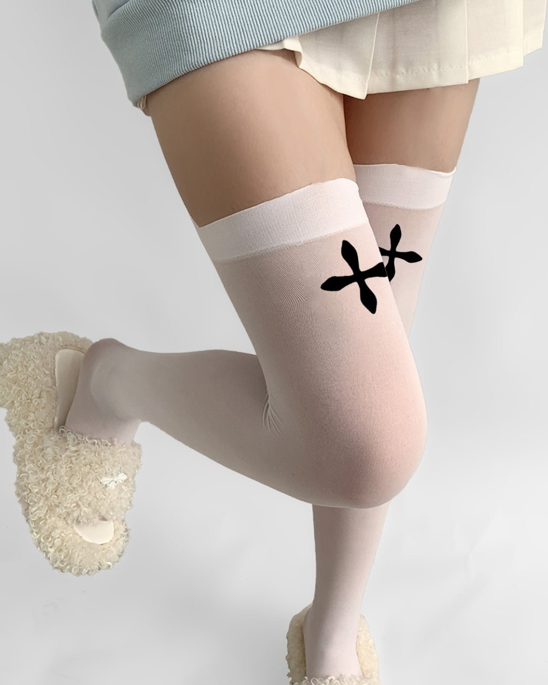 GyaruLab Cross Thigh High Y2K Stockings - GyaruLab