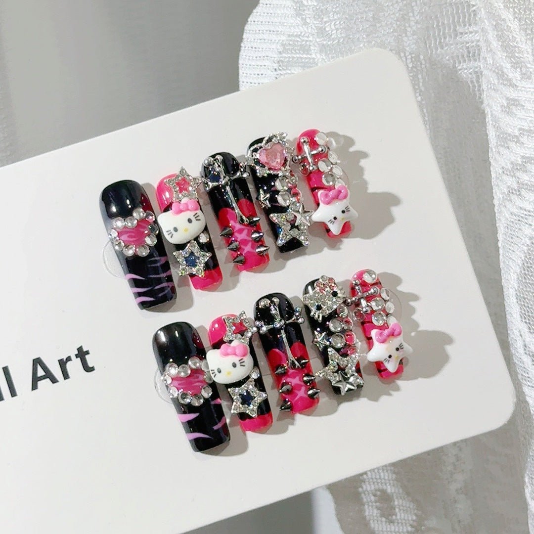 GyaruLab Devil Kitty Punk Press-On Nails - GyaruLab