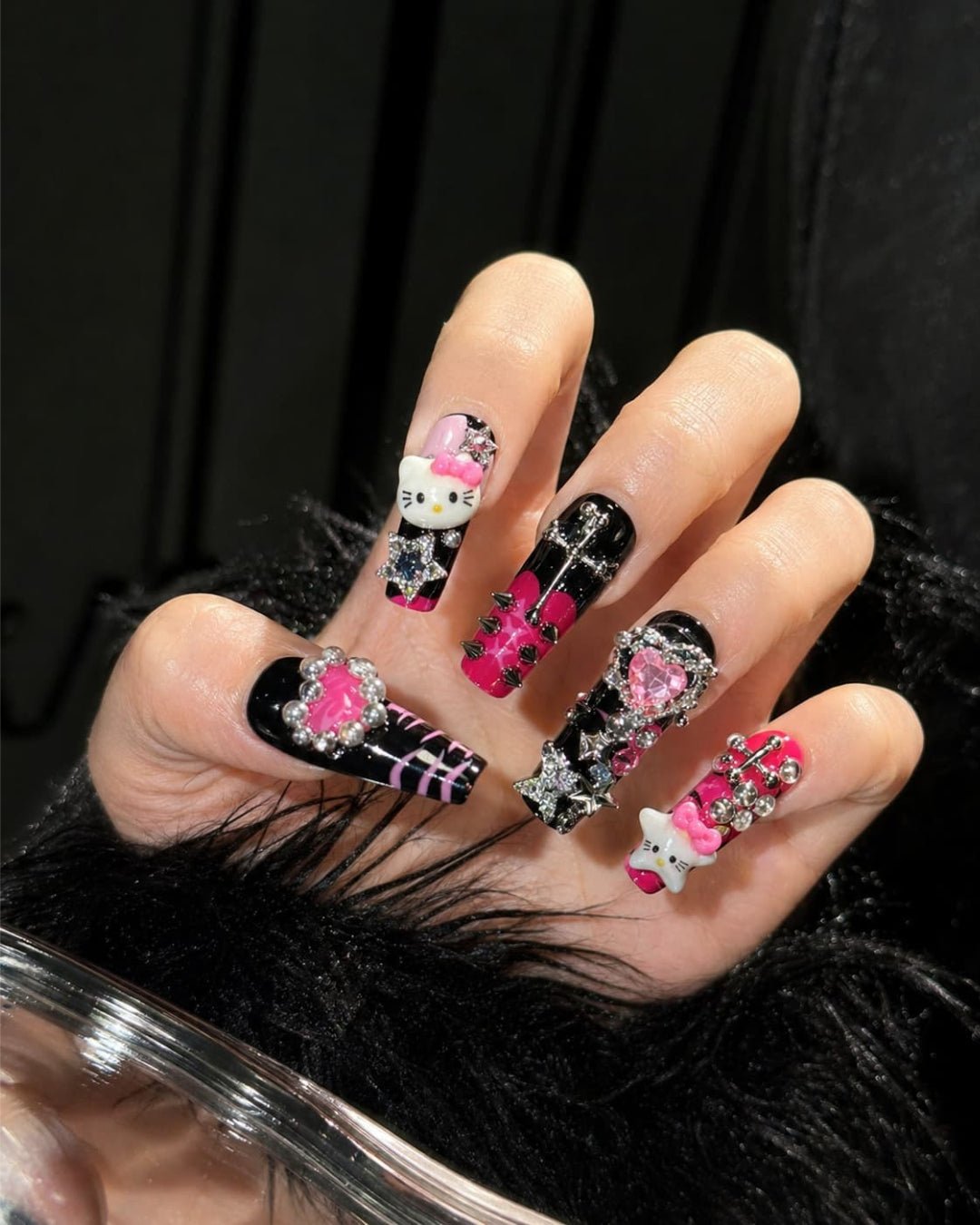 GyaruLab Devil Kitty Punk Press-On Nails - GyaruLab