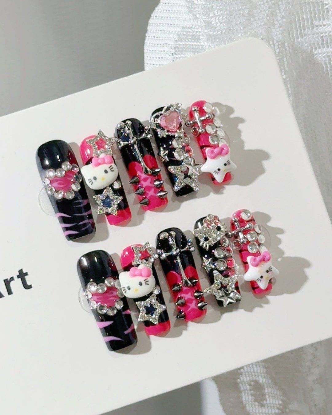 GyaruLab Devil Kitty Punk Press-On Nails - GyaruLab