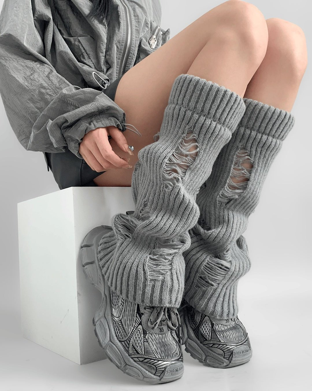 GyaruLab Distressed Knit Leg Warmers - GyaruLab