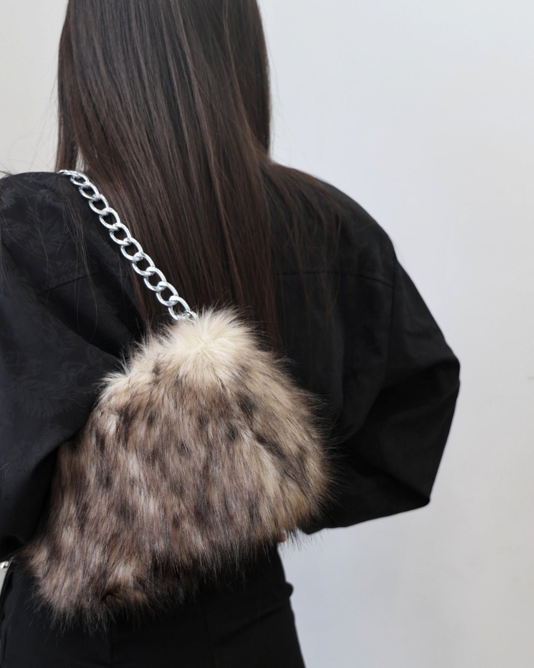 GyaruLab Faux Fur Leopard Shoulder Bag - GyaruLab