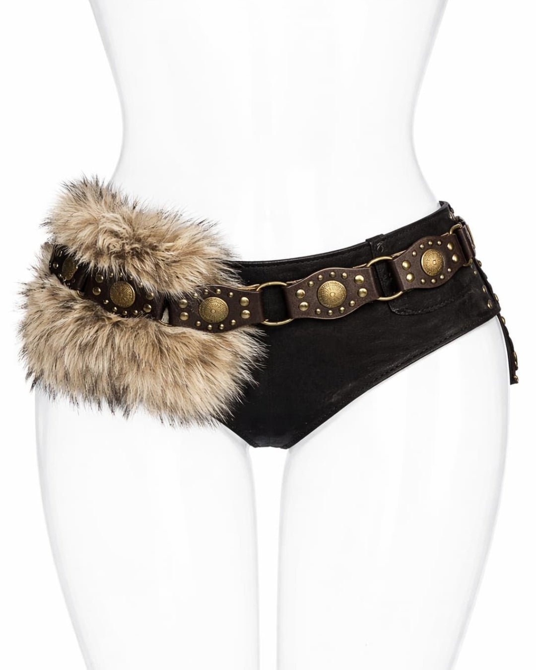 GyaruLab Faux Fur Studded Belt Y2K Amekaji - GyaruLab