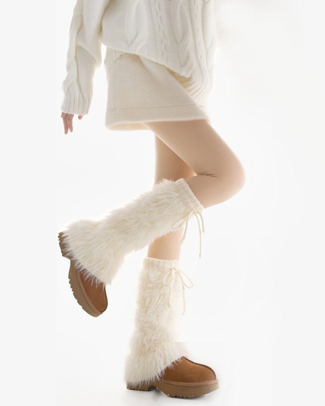 GyaruLab Fluffy Knit Leg Warmers - GyaruLab