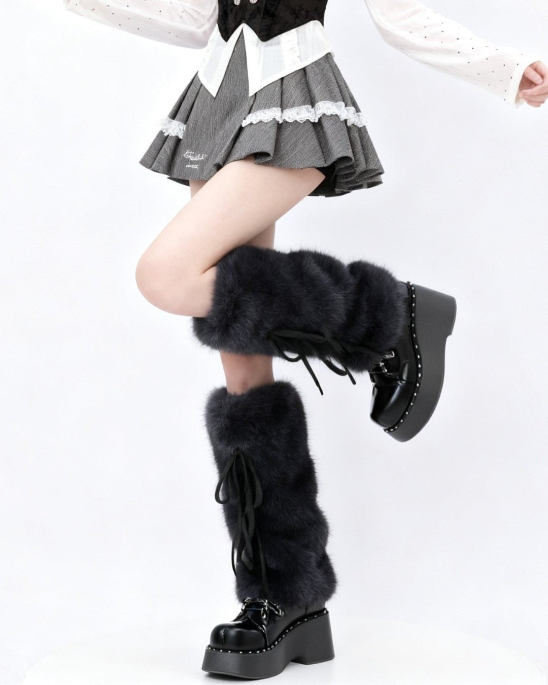 GyaruLab Fluffy Knit Leg Warmers - GyaruLab