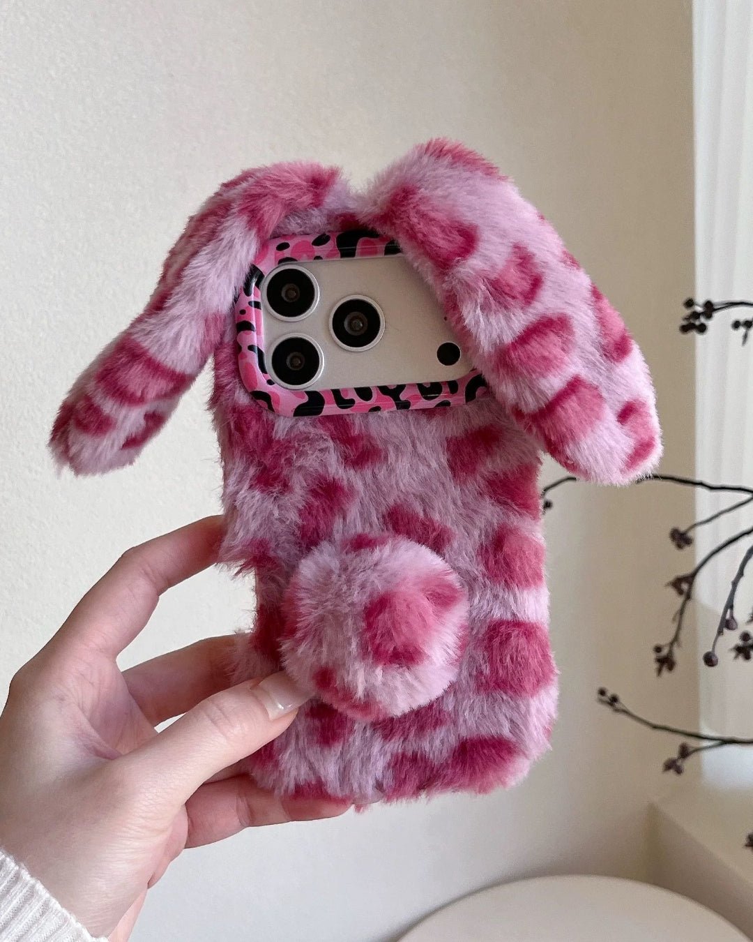 GyaruLab Fluffy Leopard Bunny Phone Case - GyaruLab