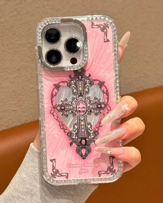 GyaruLab Gothic Cross Rhinestone iPhone Case - GyaruLab