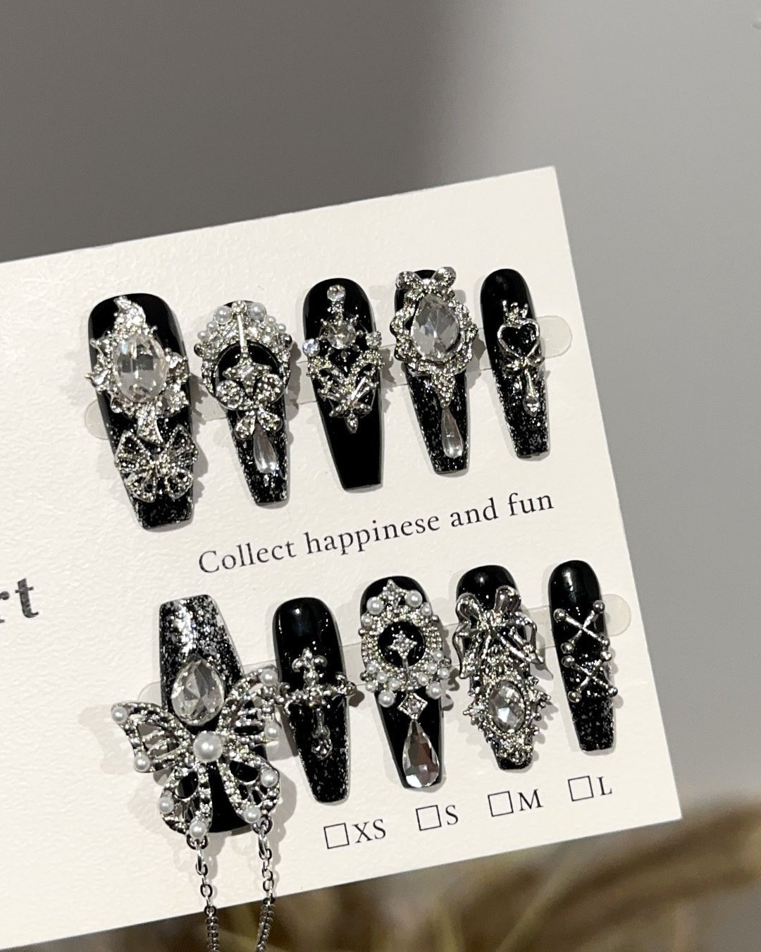 GyaruLab Gothic Jewel Press-On Nail Set - GyaruLab