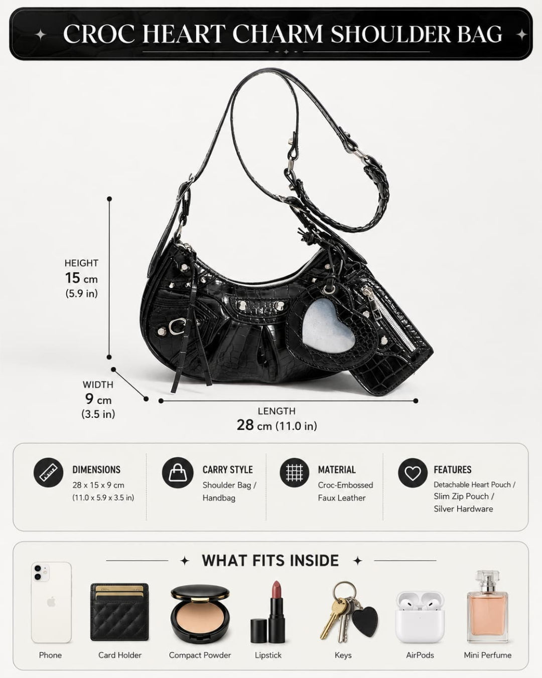 GyaruLab Heart Charm Shoulder Bag - GyaruLab