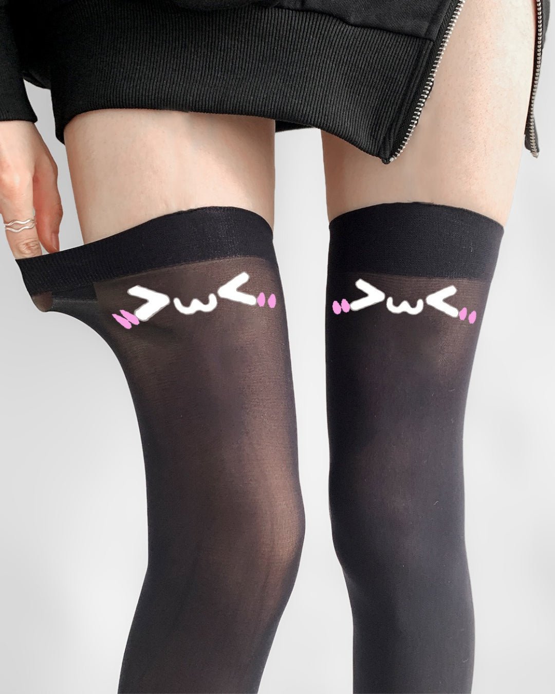 Gyarulab Kawaii Face Thigh High Anime Stockings - GyaruLab